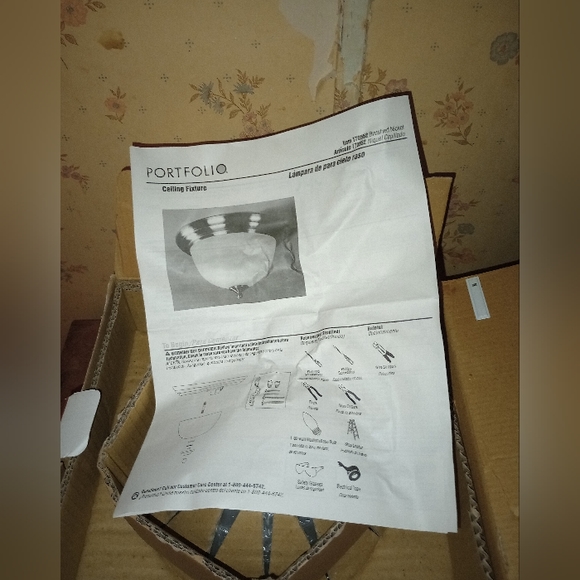 Portfolio Interior Ceiling Fixture #170552 Brushed Nickel Finish Alabaster Shade - Picture 3 of 16